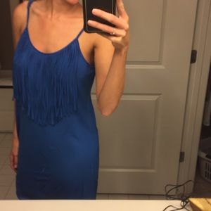 Fringed top blue dress